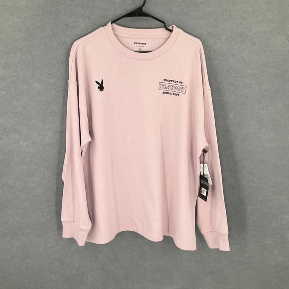 Playboy x PacSun Pink Long Sleeve Graphic T-Shirt Women's Size M Oversized - Picture 1 of 12